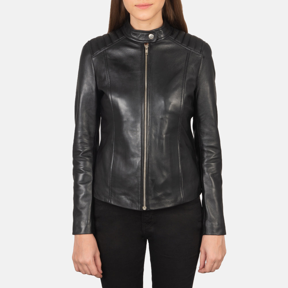 Kelsee Blusão Biker de Couro para Mulher – alternate product view 3