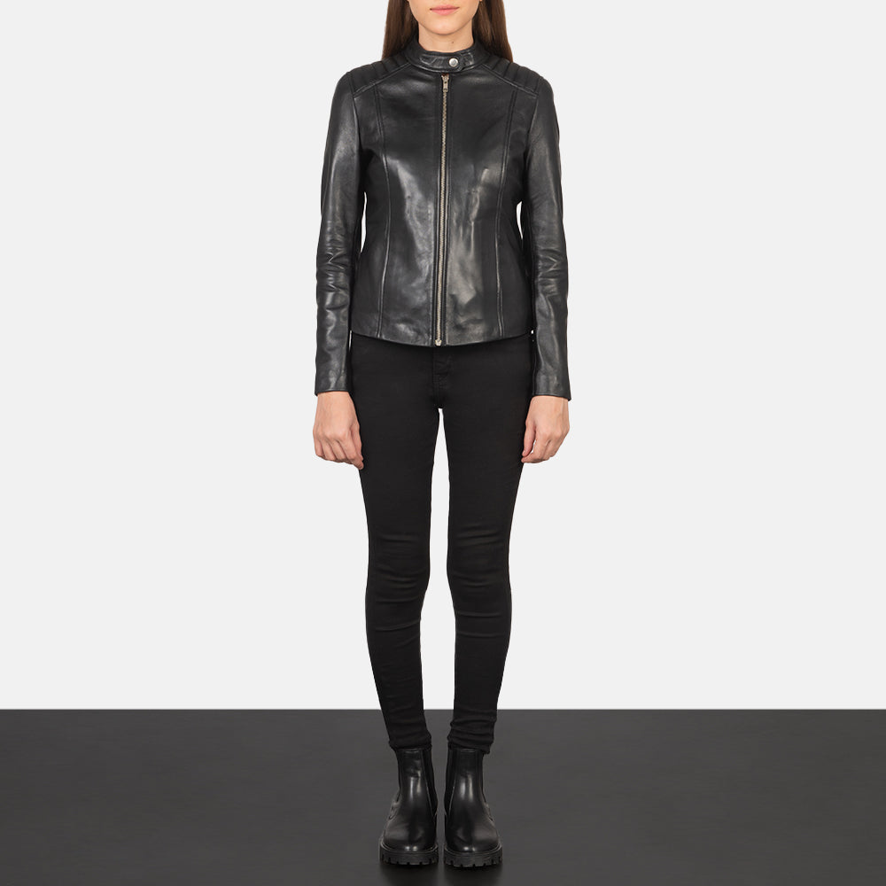 Kelsee Blusão Biker de Couro para Mulher – alternate product view 4