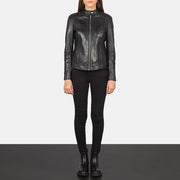 Kelsee Blusão Biker de Couro para Mulher – alternate product view 4