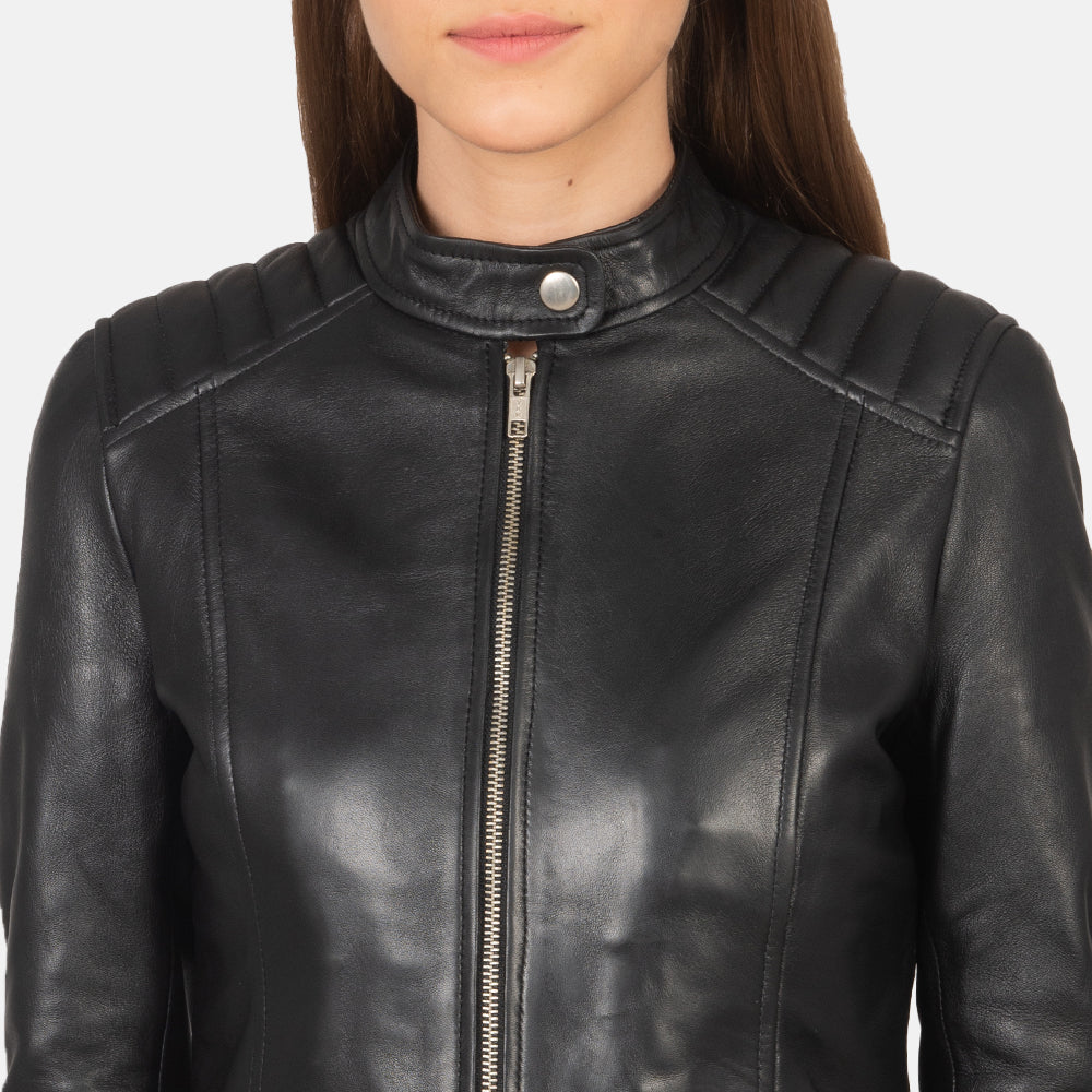 Kelsee Blusão Biker de Couro para Mulher – alternate product view 6