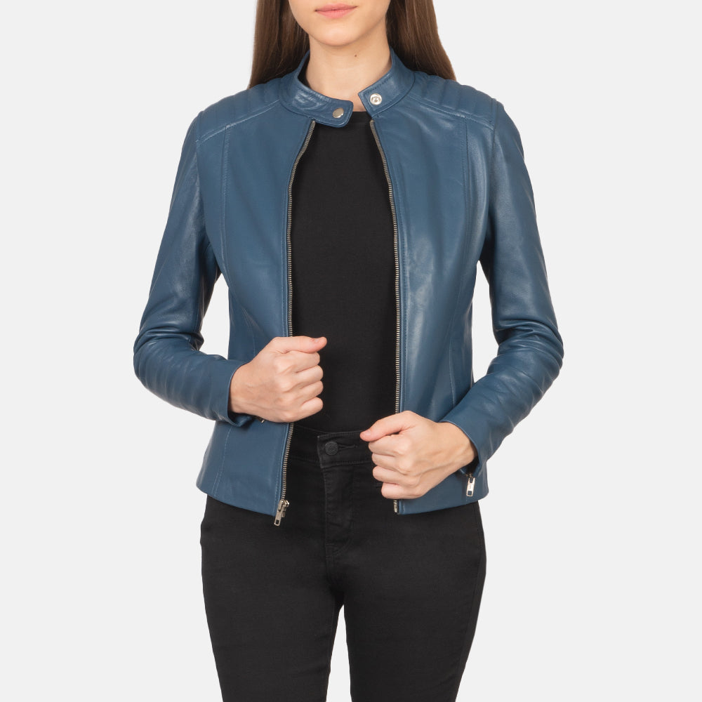 Kelsee Blusão Biker de Couro para Mulher – alternate product view 1