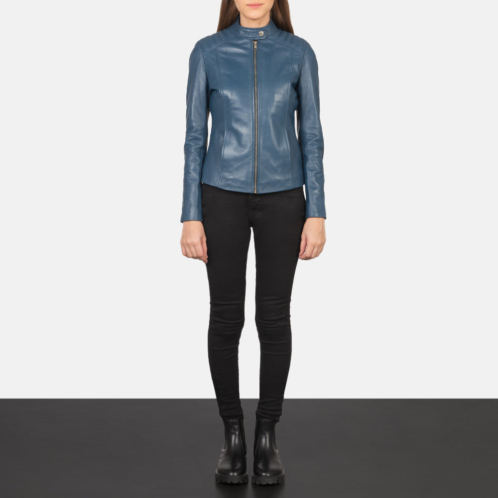 Kelsee Blusão Biker de Couro para Mulher – alternate product view 3