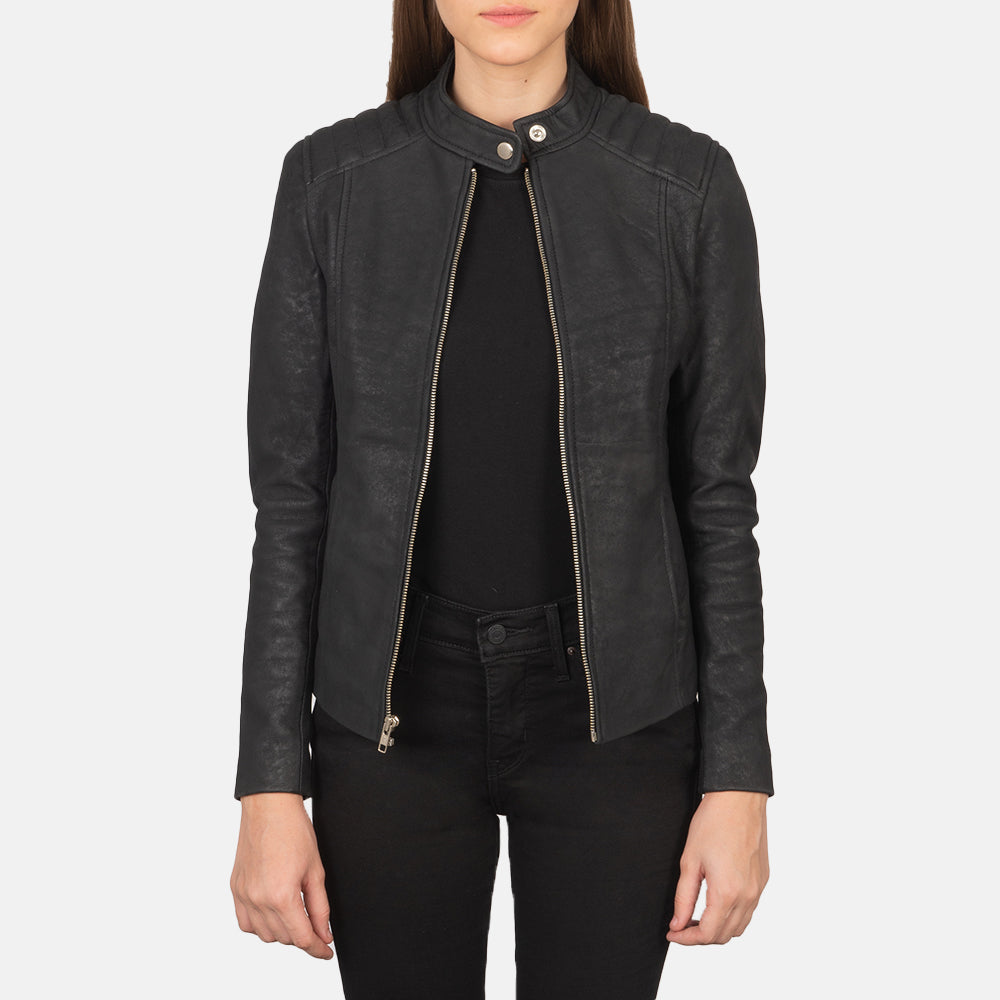 Kelsee Blusão Biker de Couro para Mulher – alternate product view 1