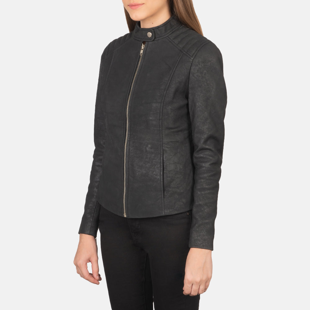 Kelsee Blusão Biker de Couro para Mulher – alternate product view 2