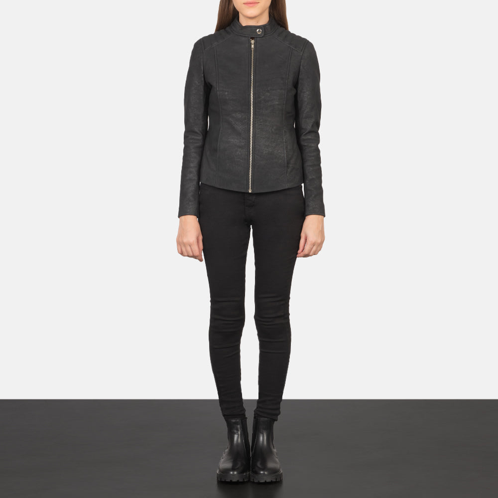 Kelsee Blusão Biker de Couro para Mulher – alternate product view 3