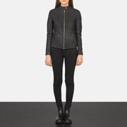 Kelsee Blusão Biker de Couro para Mulher – alternate product view 3