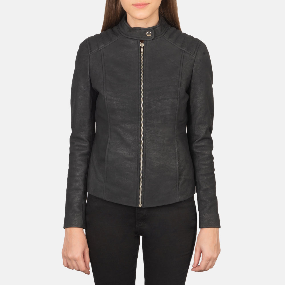 Kelsee Blusão Biker de Couro para Mulher – alternate product view 4