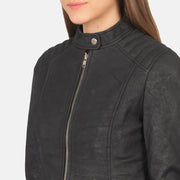 Kelsee Blusão Biker de Couro para Mulher – alternate product view 6