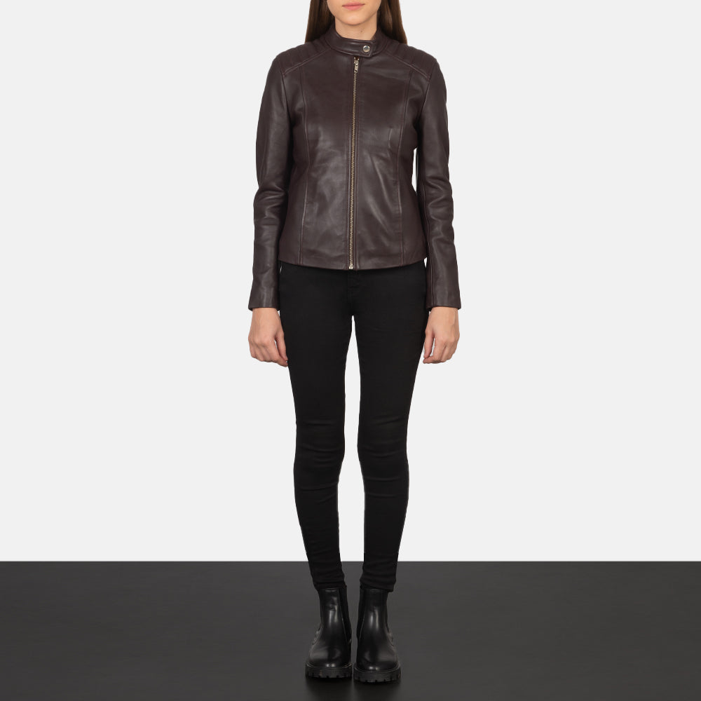 Kelsee Blusão Biker de Couro para Mulher – alternate product view 3