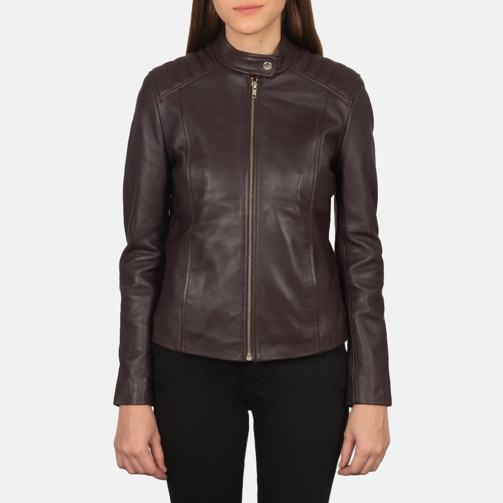 Kelsee Blusão Biker de Couro para Mulher – alternate product view 4