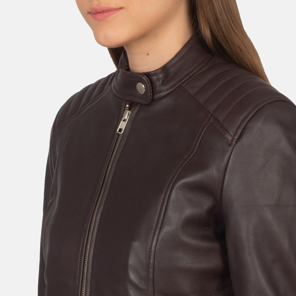 Kelsee Blusão Biker de Couro para Mulher – alternate product view 6