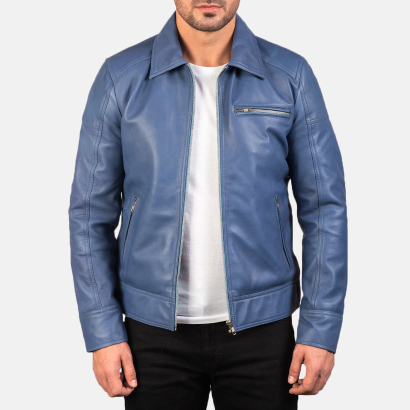 Lavendard Blusão Biker de Couro para Homem