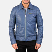 
Lavendard Brown Leather Biker Jacket - Vista lateral mostrando o corte ergonómico de mangas