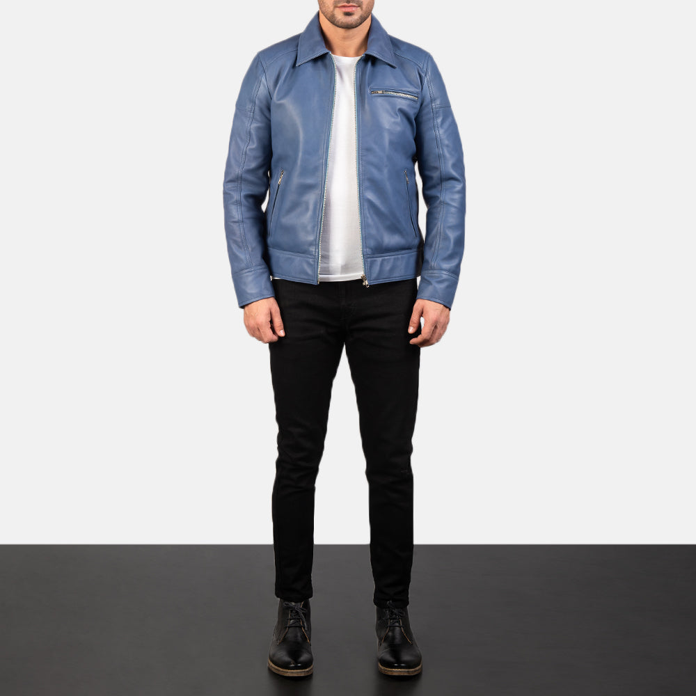 
Vista detalhada of Shirt & Zipper with button flap at the bottom Hardware on Lavendard Brown Leather Biker Jacket
