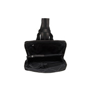 Amanda Full-Grain Leather Backpack para Mulher - Structured Side Profile Showing Gusset Depth &amp; Expansion Capacity