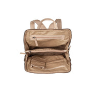 Solid Antique Brass Hardware &amp; Heavy-Duty Dual Zipper Detail on Bern Full-Grain Leather Backpack para Mulher