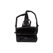Claire Full-Grain Leather Backpack para Mulher - Structured Side Profile Showing Gusset Depth &amp; Expansion Capacity