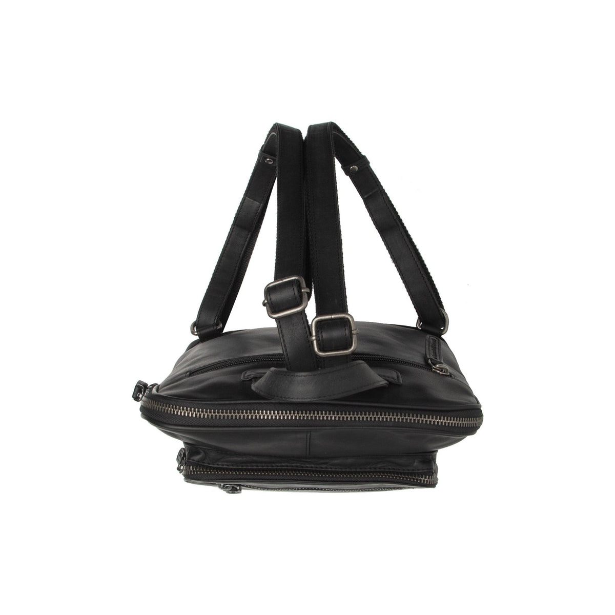 Floran Full-Grain Leather Backpack para Mulher - Structured Side Profile Showing Gusset Depth &amp; Expansion Capacity