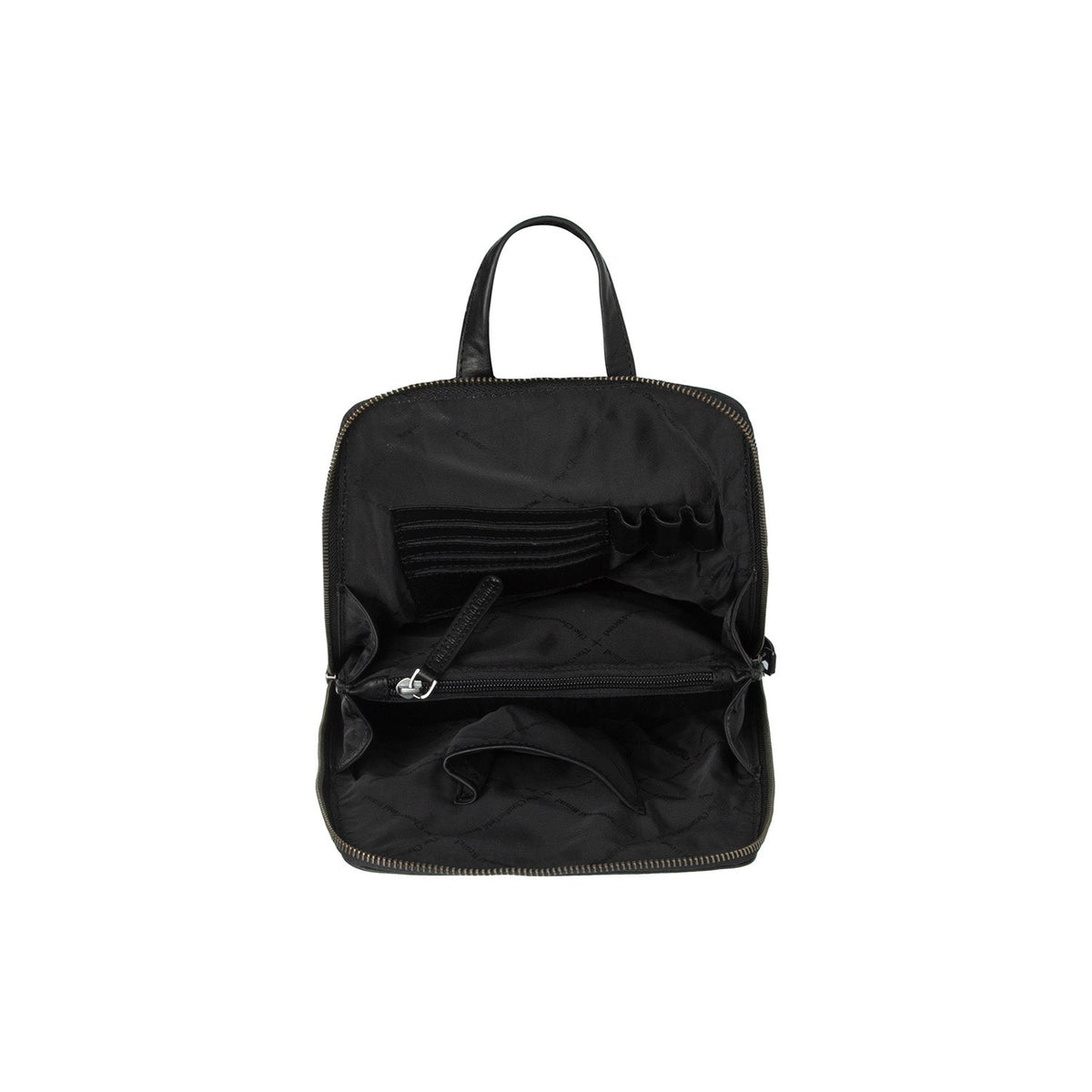 Solid Antique Brass Hardware &amp; Heavy-Duty Dual Zipper Detail on Linford Full-Grain Leather Backpack para Mulher