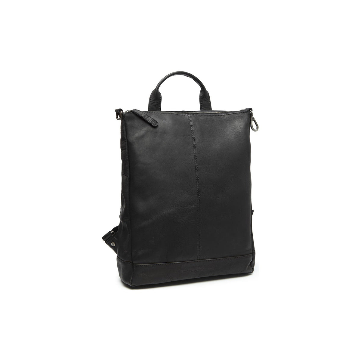Manchester Full-Grain Leather Backpack para Mulher - Structured Side Profile Showing Gusset Depth &amp; Expansion Capacity