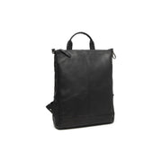 Manchester Full-Grain Leather Backpack para Mulher - Structured Side Profile Showing Gusset Depth &amp; Expansion Capacity