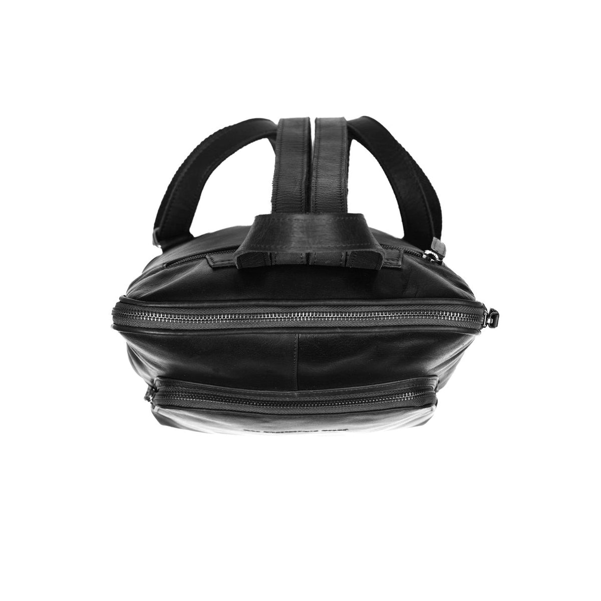 Naomi Full-Grain Leather Backpack para Mulher - Structured Side Profile Showing Gusset Depth &amp; Expansion Capacity