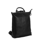 Saar Full-Grain Leather Backpack para Mulher - Structured Side Profile Showing Gusset Depth &amp; Expansion Capacity
