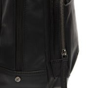 Santana Full-Grain Leather Backpack para Mulher - Structured Side Profile Showing Gusset Depth &amp; Expansion Capacity
