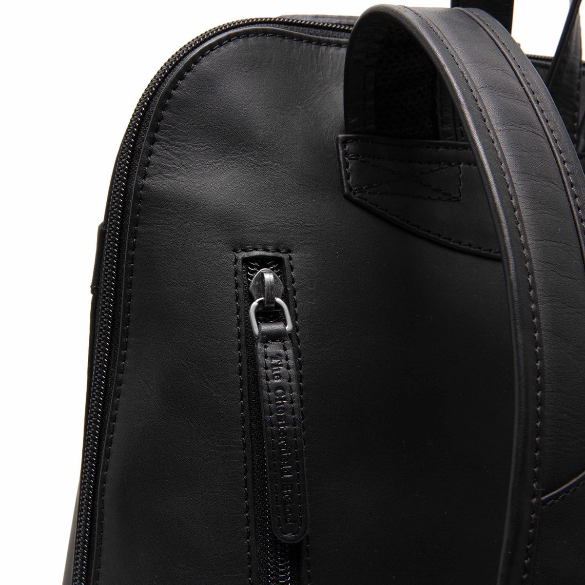 Tigris Full-Grain Leather Backpack para Mulher - Structured Side Profile Showing Gusset Depth &amp; Expansion Capacity