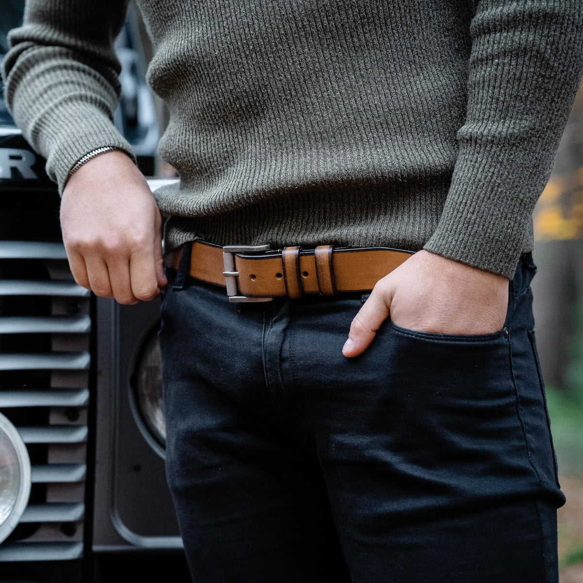 
Aayden Couro Flor Integral Belt para Homem – alternate product view 3
