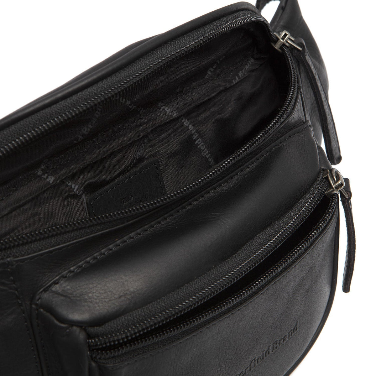 Solid Antique Brass Hardware &amp; Heavy-Duty Dual Zipper Detail on Jack Full-Grain Leather Belt Bag para Mulher