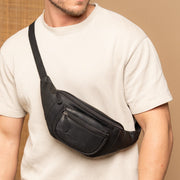 
Classic 100% Full-Grain leather Bag - Perspetiva traseira com alças de couro reforçadas
