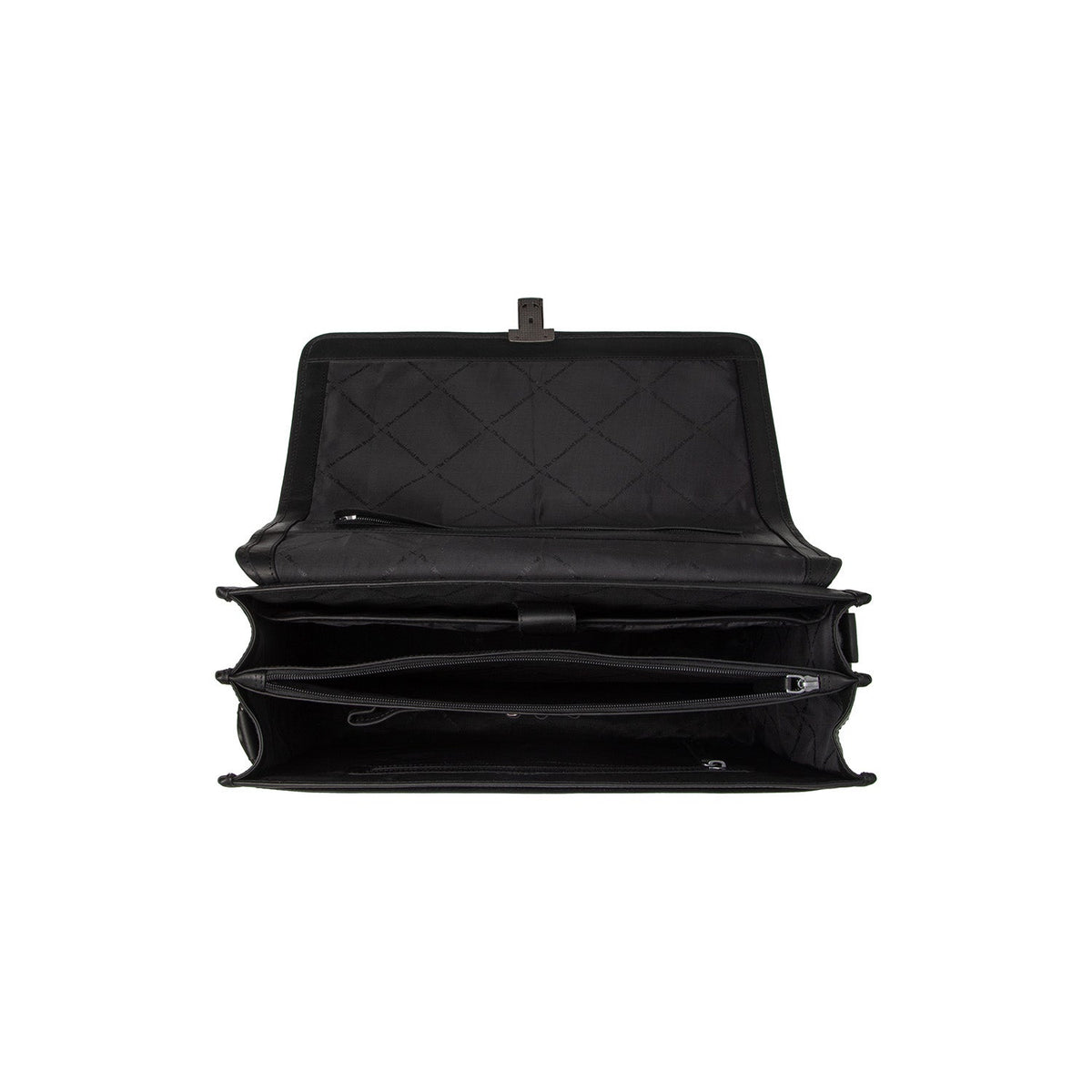 Solid Antique Brass Hardware &amp; Heavy-Duty Dual Zipper Detail on Glenwood Full-Grain Leather Briefcase para Homem