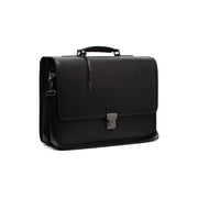 Glenwood Full-Grain Leather Briefcase para Homem in Classic 100% Full-Grain Leather - Full Exterior Front Profile View | Buy Online