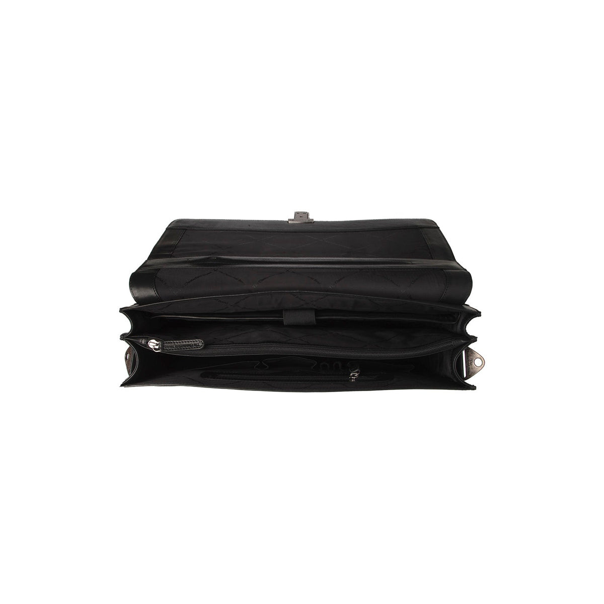 Solid Antique Brass Hardware &amp; Heavy-Duty Dual Zipper Detail on Salvatore Full-Grain Leather Briefcase para Homem