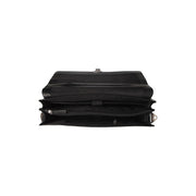 Solid Antique Brass Hardware &amp; Heavy-Duty Dual Zipper Detail on Salvatore Full-Grain Leather Briefcase para Homem