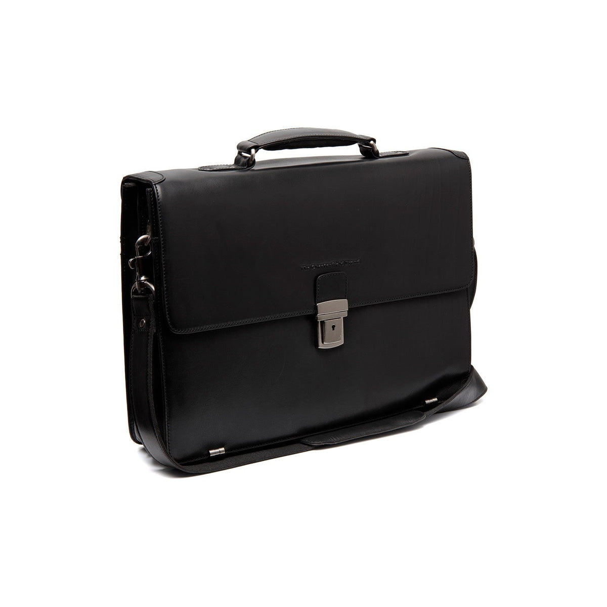 Salvatore Full-Grain Leather Briefcase para Homem in Classic 100% Full-Grain Leather - Full Exterior Front Profile View | Buy Online
