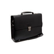 Salvatore Full-Grain Leather Briefcase para Homem in Classic 100% Full-Grain Leather - Full Exterior Front Profile View | Buy Online