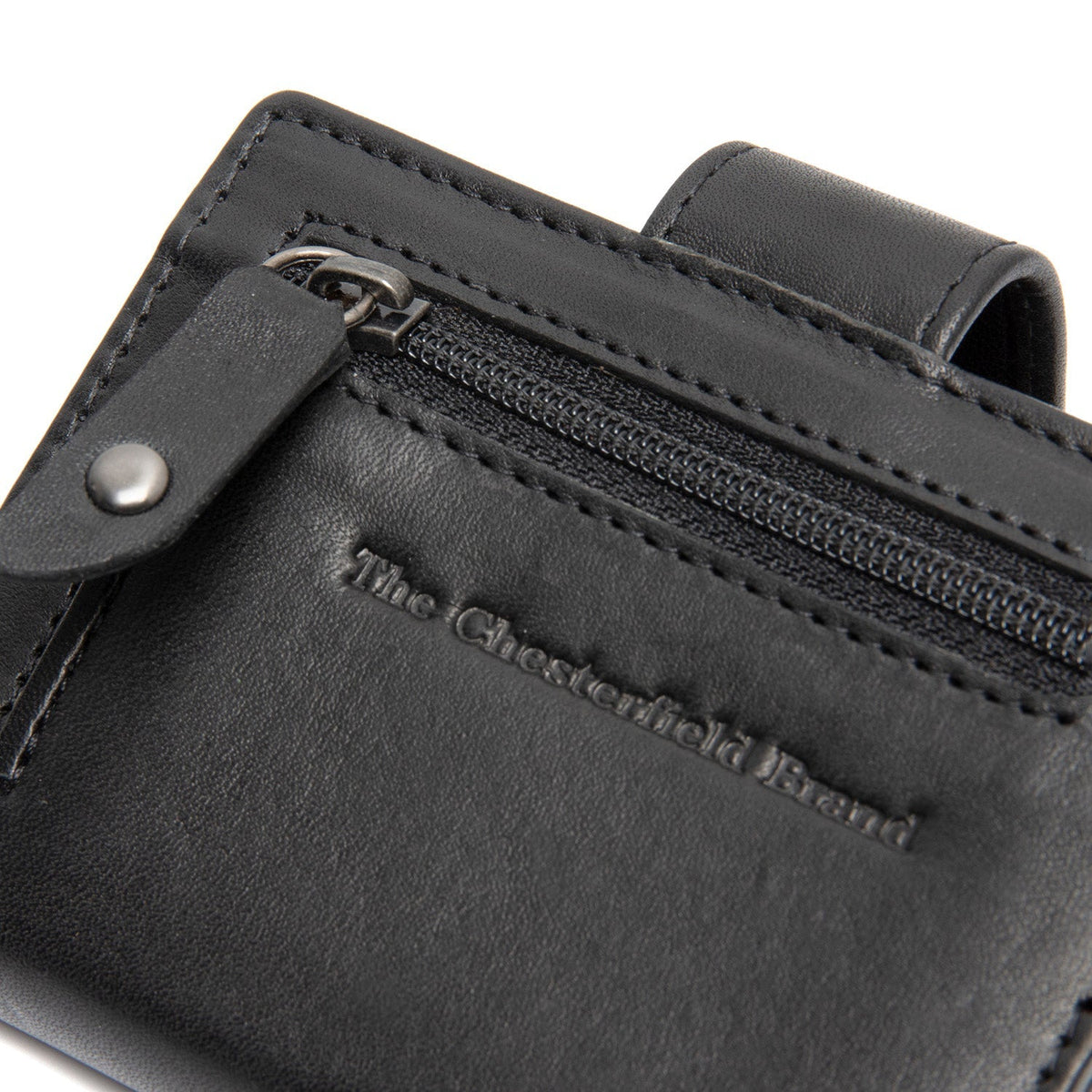 Solid Antique Brass Hardware &amp; Heavy-Duty Dual Zipper Detail on Barrea Full-Grain Leather Card Holder para Mulher