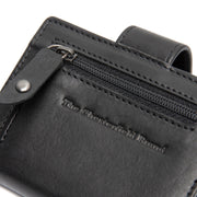 Solid Antique Brass Hardware &amp; Heavy-Duty Dual Zipper Detail on Barrea Full-Grain Leather Card Holder para Mulher