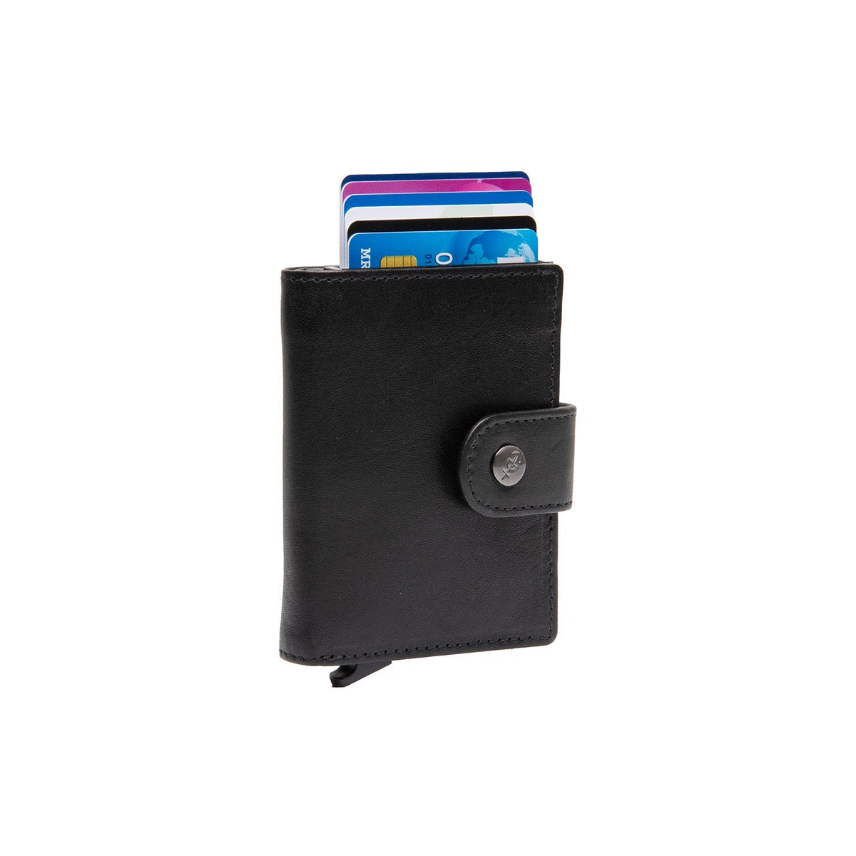 Barrea Full-Grain Leather Card Holder para Mulher in Classic 100% Full-Grain Leather - Full Exterior Front Profile View | Buy Online