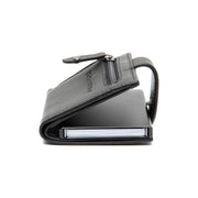 Barrea Full-Grain Leather Card Holder para Mulher - Structured Side Profile Showing Gusset Depth &amp; Expansion Capacity