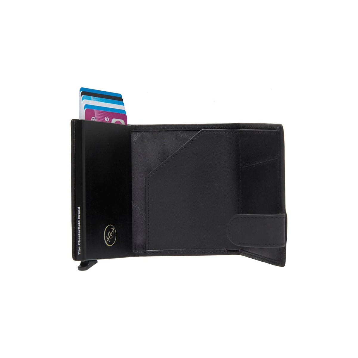 Classic 100% Full-Grain Leather Card Holder - Perspetiva traseira com alças de couro reforçadas