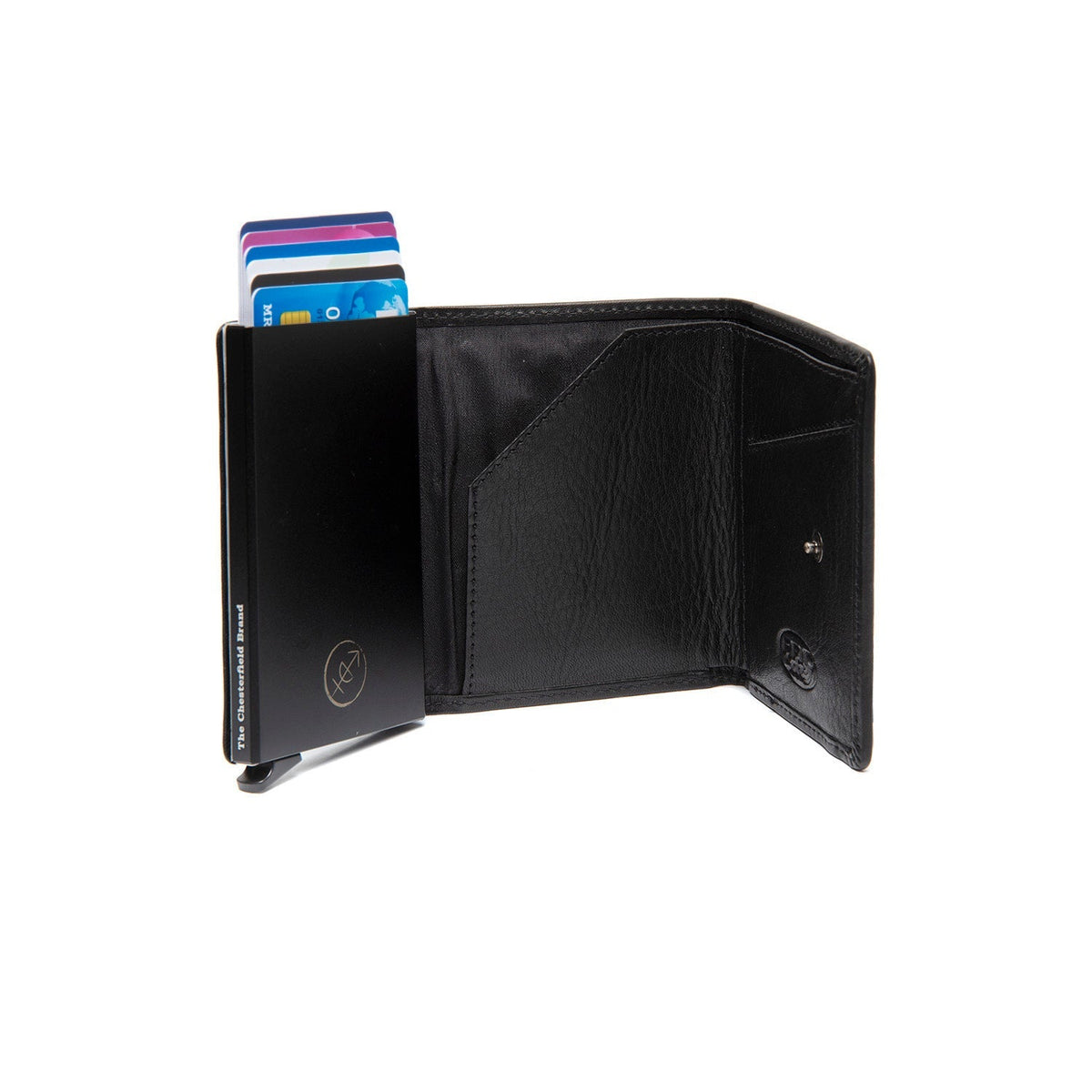 Gabriela Full-Grain Leather Card Holder para Mulher - Structured Side Profile Showing Gusset Depth &amp; Expansion Capacity
