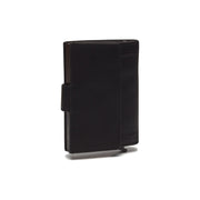 Hannover Full-Grain Leather Card Holder para Mulher - Structured Side Profile Showing Gusset Depth &amp; Expansion Capacity