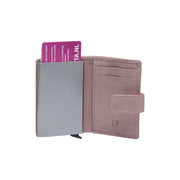 Kaunas Full-Grain Leather Card Holder para Mulher - Structured Side Profile Showing Gusset Depth &amp; Expansion Capacity
