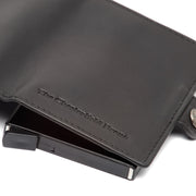 Lagos Full-Grain Leather Card Holder para Mulher - Structured Side Profile Showing Gusset Depth &amp; Expansion Capacity