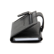 Solid Antique Brass Hardware &amp; Heavy-Duty Dual Zipper Detail on Larino Full-Grain Leather Card Holder para Mulher