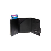 Larino Full-Grain Leather Card Holder para Mulher - Structured Side Profile Showing Gusset Depth &amp; Expansion Capacity