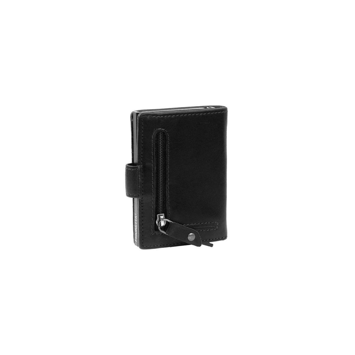 Loughton Full-Grain Leather Card Holder para Mulher - Structured Side Profile Showing Gusset Depth &amp; Expansion Capacity